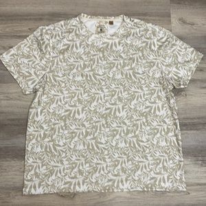 Tasso Elba Island Tan & White Leaf Print Short Sleeve Sun Protect Men's Tee XXL